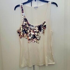 Cream Sequins Tank
